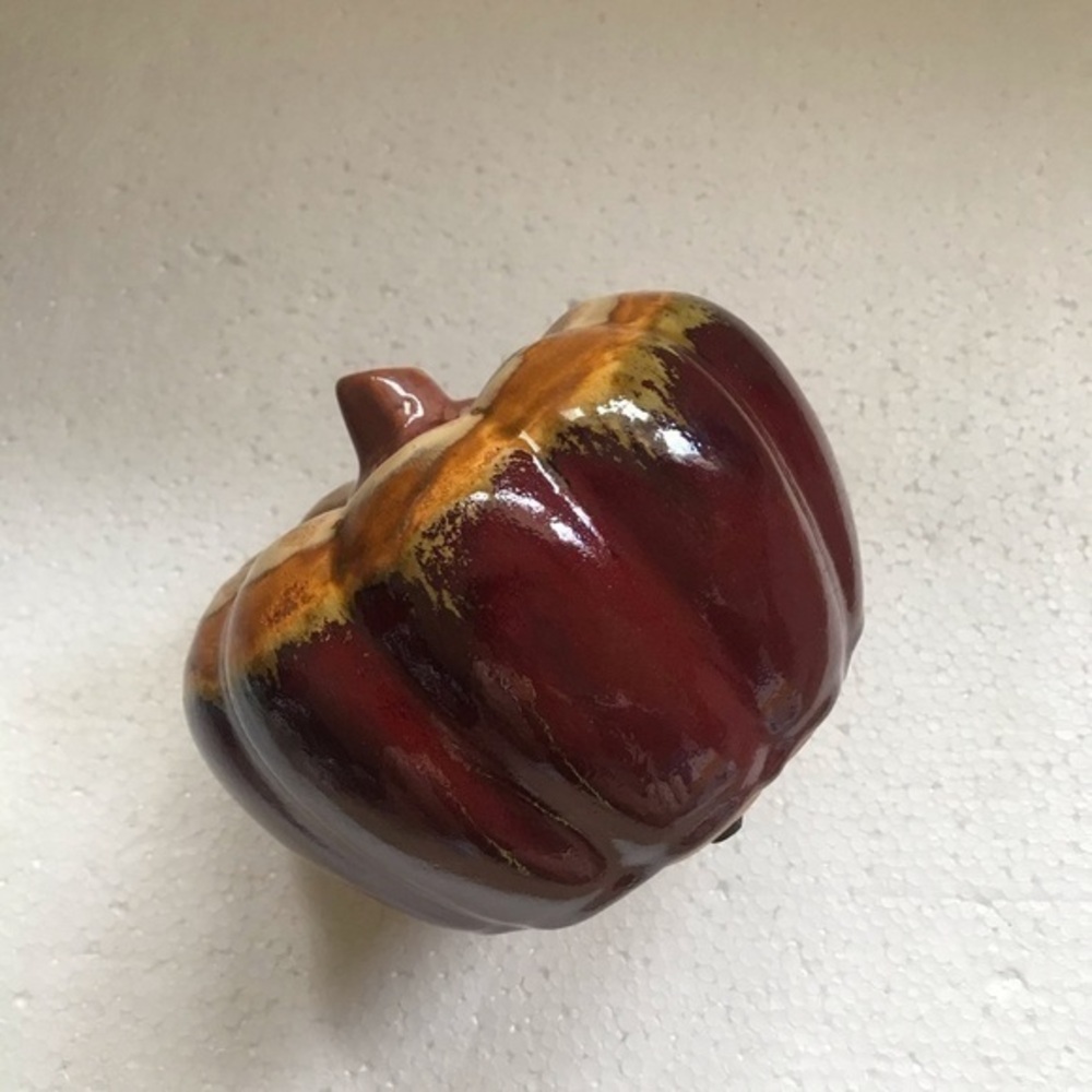 Pumpkin Pottery Drip‎ Glaze Glossy 8” Medium Fall Art Decor Excellent Condition - Picture 2 of 8
